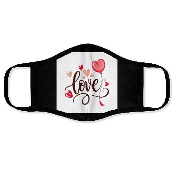 Discover heart shaped balloon with word love Face Masks