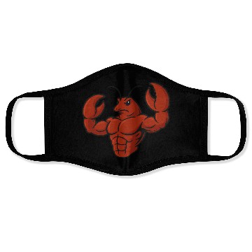 Discover Crab lobster fitness workout cartoon strong biceps Face Masks