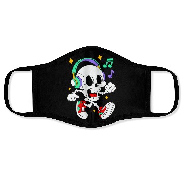 Discover Music Loving Skeleton with Headphones Face Masks