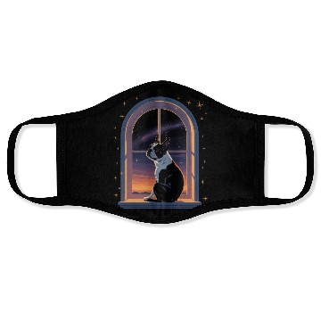 Discover Boston Terrier Star Gazing At Window Face Masks