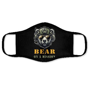 Discover Bear In Mission / Military Design Face Masks