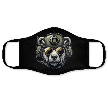 Discover Bear Military Design Face Masks