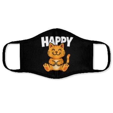 Discover Joyful Cat Illustration Face Masks Design