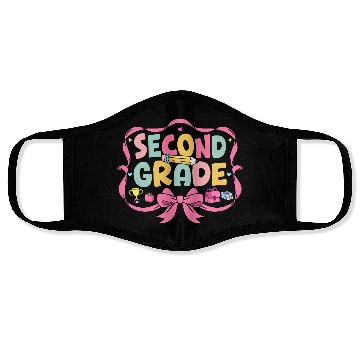 Discover Preppy Back To School Second Grade Coquette Bow Face Masks