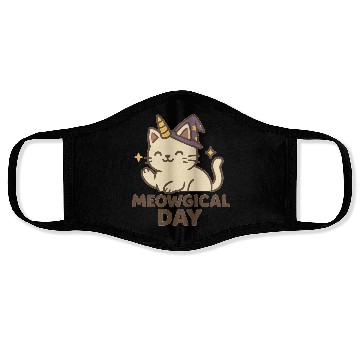 Discover Whimsical Cat Unicorn Halloween Design Face Masks