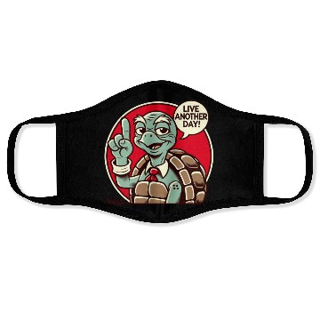 Discover Wise Turtle with Tie Says Live Another Day Face Masks