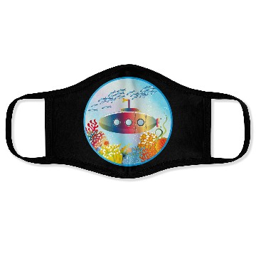 Discover Colorful Submarine in a Tropical Coral Reef Face Masks