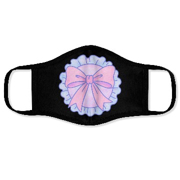 Discover Pastel Bow Ruffle Badge Design Face Masks