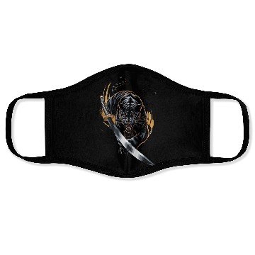 Discover Fierce Black Panther With Samurai Sword Face Masks