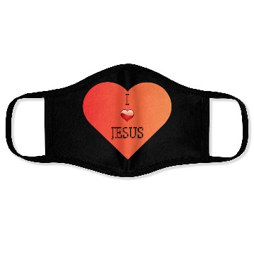 Discover I Love Jesus Heart Design Face Masks