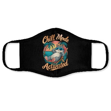 Discover Chill Mode Activated, Relax Cat, for Cat Lovers Face Masks