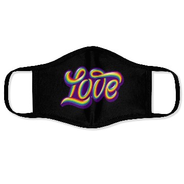 Discover Rainbow Love Script Design Face Masks