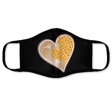 Discover Heart-shaped waffles with powdered sugar Face Masks