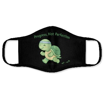 Discover Motivational Turtle Running Design Face Masks
