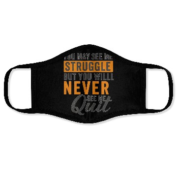 Discover Never Quit – Bold Motivational Typography Face Masks