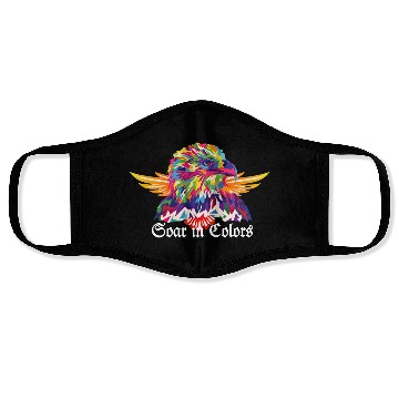 Discover Soar in colours -vibrant eagle head design  Face Masks