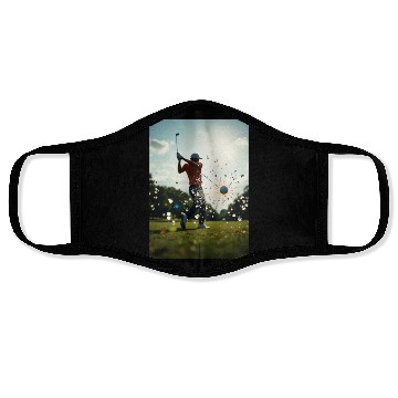 Discover Dynamic Golf Swing Illustration Face Masks