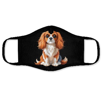 Discover Adorable Cavalier King Charles Illustration Face Masks