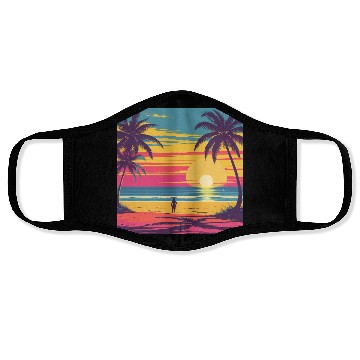 Discover Tropical Sunset Beach Scene Face Masks