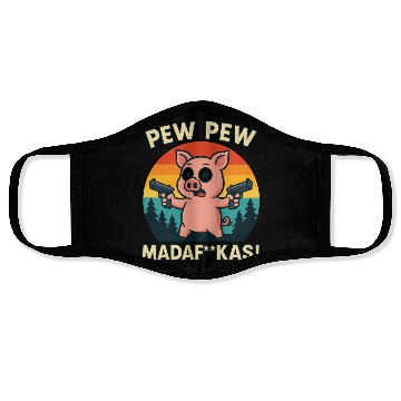 Discover Pew Pew Pig with Guns Face Masks