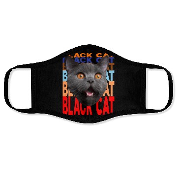 Discover Black Cat Angry Look Face Masks