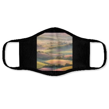 Discover Pastel Rolling Hills Landscape Face Masks