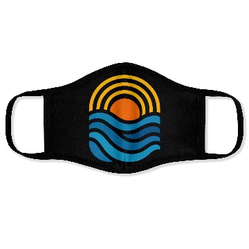 Discover Vivid Sunset Over Ocean Waves Face Masks