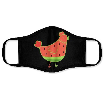 Discover Whimsical Watermelon Chicken Illustration Face Masks