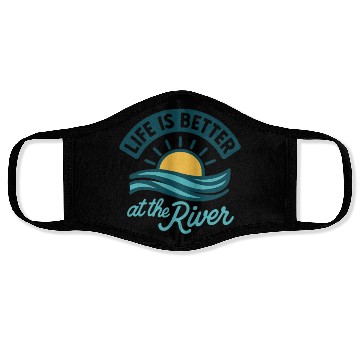 Discover Life Is Better at the River | Blue Summer Nature Face Masks