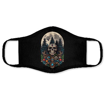 Discover Skull & Forest Moon Design - Gothic Nature Artwork Face Masks