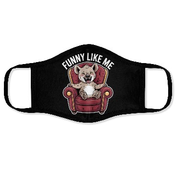 Discover Funny Hyena Cub on Throne Face Masks