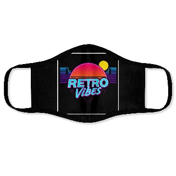 Discover Retro Vibes Sunset Neon Design Face Masks