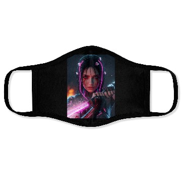 Discover Cyberpunk Samurai Girl Face Masks