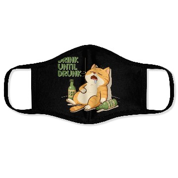 Discover Humorous Cat Drinking Alcohol Meme Design Face Masks