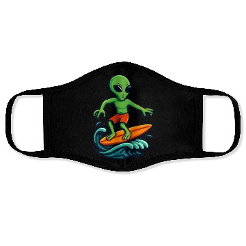 Discover alien surfing Face Masks