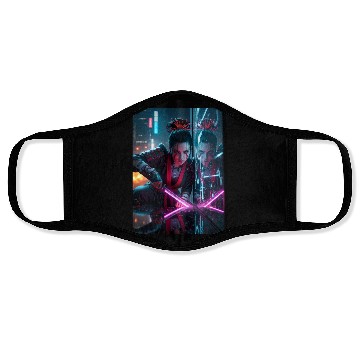 Discover Cyberpunk Samurai Girl Face Masks