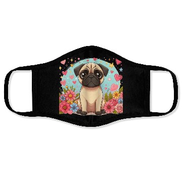 Discover Pug Dog Portrait Face Masks