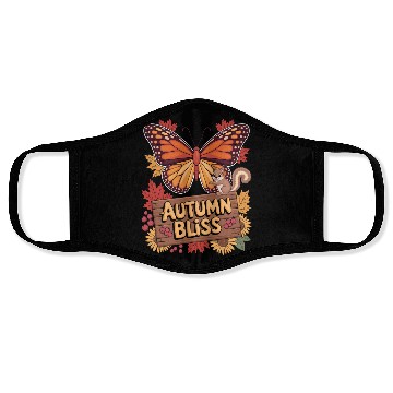 Discover Autumn Bliss Butterfly Squirrel Leaves Fall Vibes Face Masks
