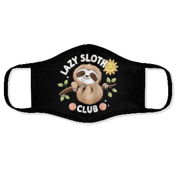 Discover Lazy Sloth Club Illustration Face Masks