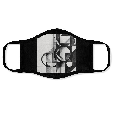 Discover Geometric Black and White Abstract Art Face Masks