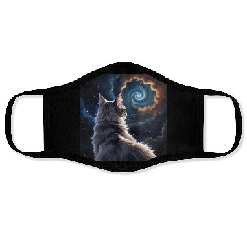 Discover Cosmic Cat Galaxy Art Face Masks