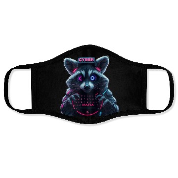 Discover Cyber Raccoon with Neon Mafia Theme Face Masks