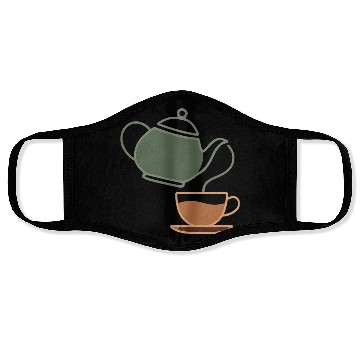 Discover Vintage Tea Kettle and Cup Silhouette Face Masks