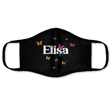 Discover ELISA - beautiful girl name with cute butterflies Face Masks