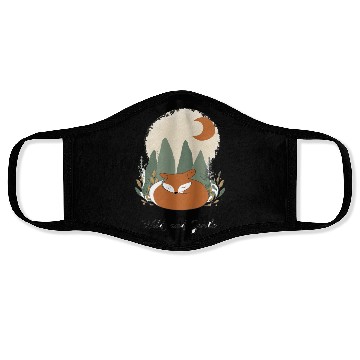 Discover Serene Fox Under Moonlit Mountains Face Masks