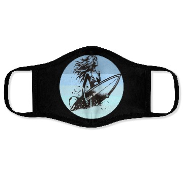 Discover Surfing Queen Motivational Design Face Masks