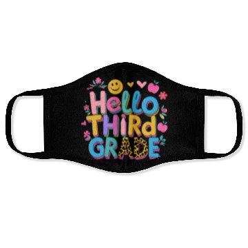 Discover back-to-school-Colorful Hello Third Grade Design Face Masks