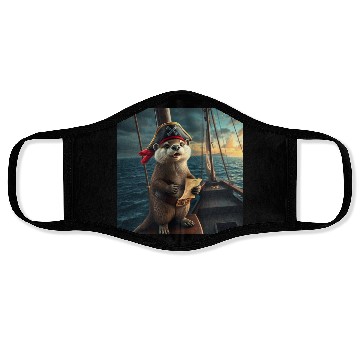 Discover Pirate Otter Sailing Adventure Face Masks