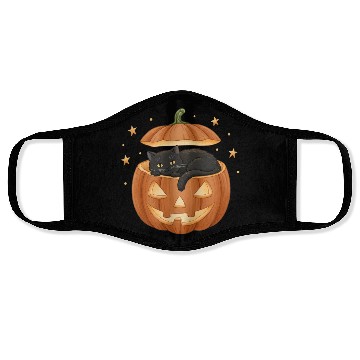 Discover Black Cat in Jack-O-Lantern Pumpkin Face Masks