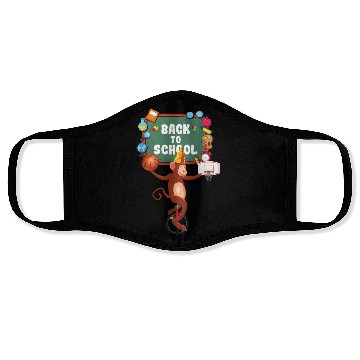Discover Funny Back to School Monkey Sign Face Masks Design